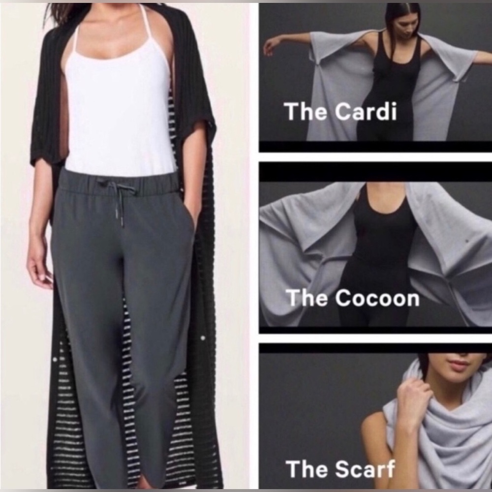 Lululemon Rejuvenate Wrap Scarf, Cardigan, Cocoon Snap Black Sweater Size‎ O/S